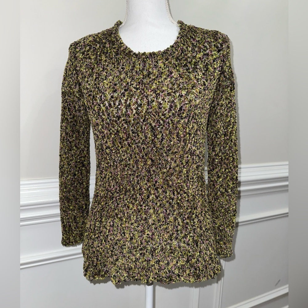Sigrid Olsen Multicolor Purple and Green Textured Knit Sweater sz S
